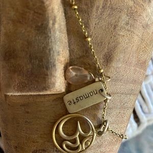 Gold 16 inch namaste/citrine/OM necklace
